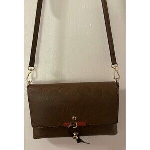 Chocolate Brown crossbody bag  closure Faux Leather Snap Closure. Pockets Stitch
